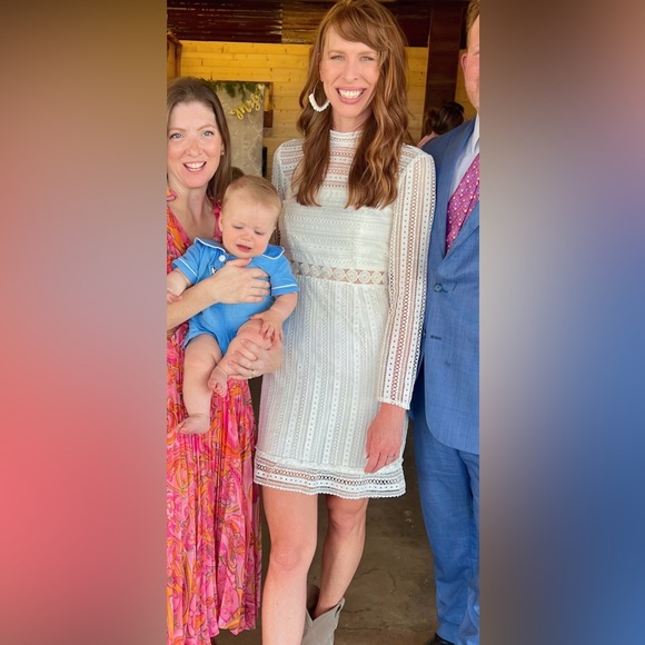 New Bardot Vivian White Dress 6 Long Sleeves Sheer - Picture 9 of 9